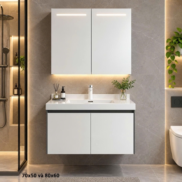 Bộ tủ chậu lavabo, tủ gương phòng tắm CR-232