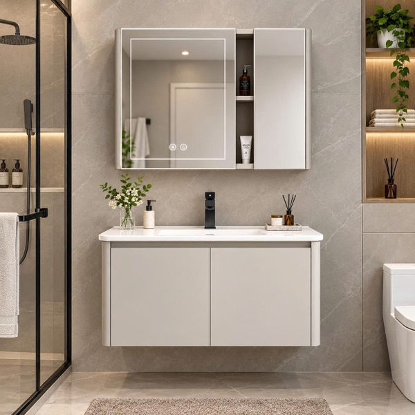 Bộ tủ chậu lavabo, tủ gương phòng tắm CR-512