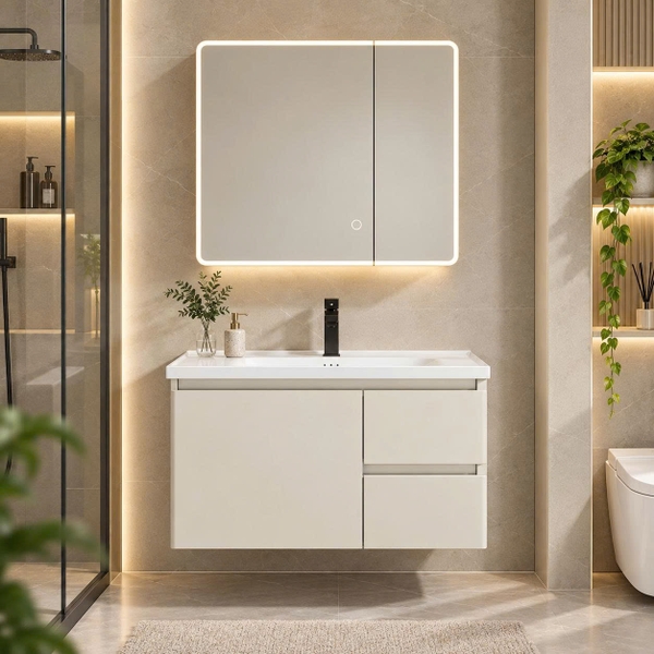 Bộ tủ chậu lavabo, tủ gương phòng tắm CR-291