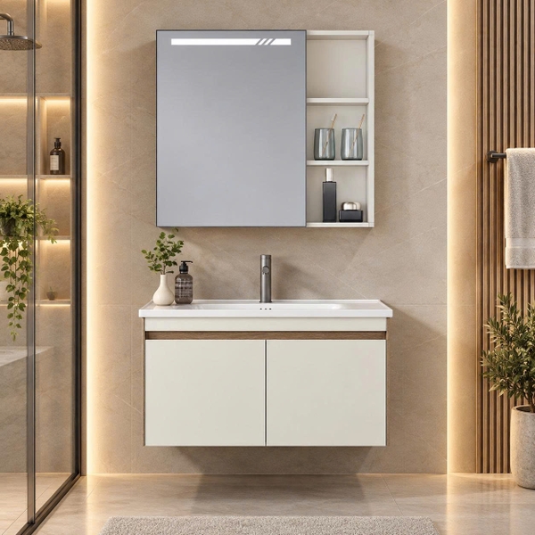Bộ tủ chậu lavabo, tủ gương phòng tắm CR-298