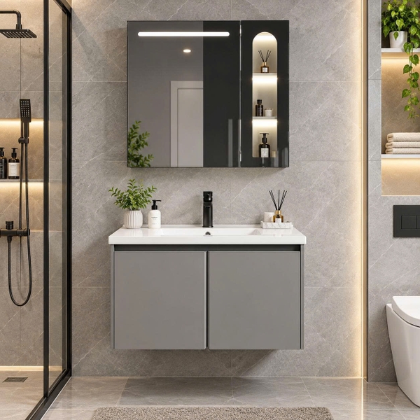 Bộ tủ chậu lavabo, tủ gương phòng tắm CR-801