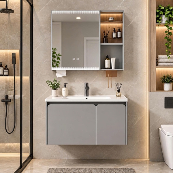 Bộ tủ chậu lavabo, tủ gương phòng tắm CR-921
