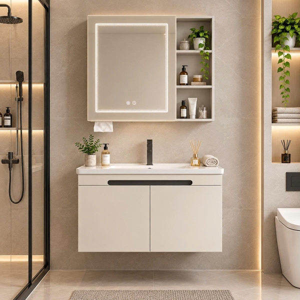 Bộ tủ chậu lavabo, tủ gương phòng tắm CR-905