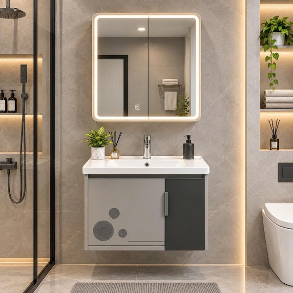 Bộ tủ chậu lavabo, tủ gương phòng tắm TC 011-60