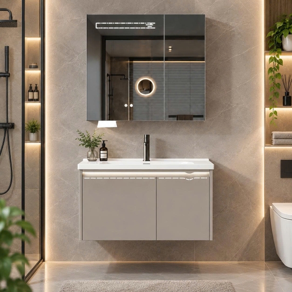 Bộ tủ chậu lavabo, tủ gương phòng tắm TC 022-80