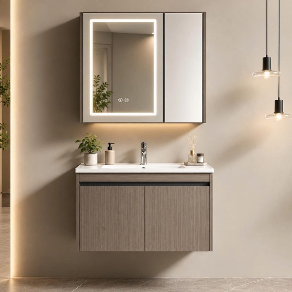 Bộ tủ chậu lavabo, tủ gương phòng tắm CR-831