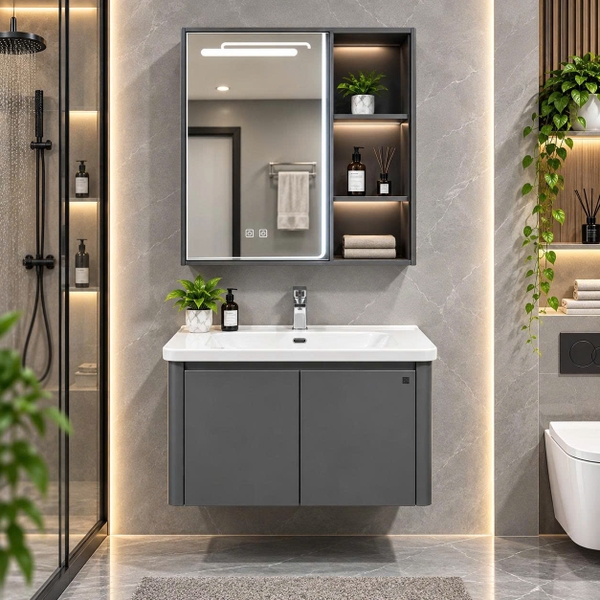 Bộ tủ chậu lavabo, tủ gương phòng tắm TC 026-60