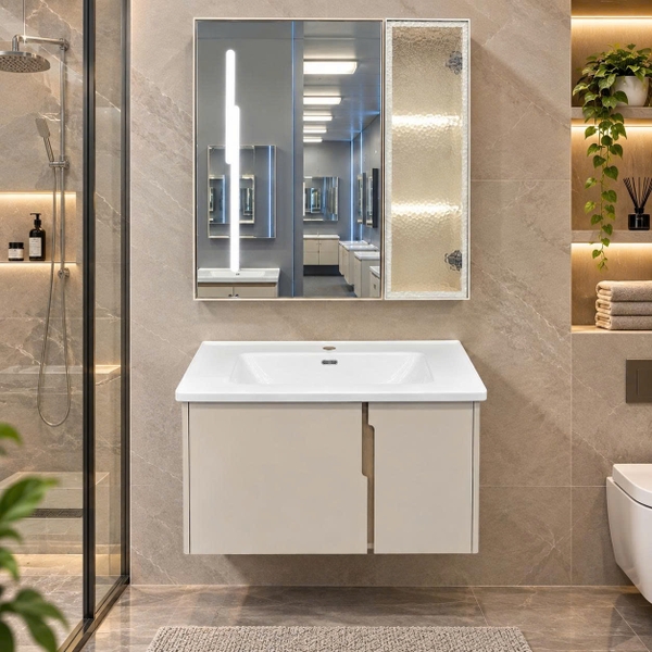 Bộ tủ chậu lavabo, tủ gương phòng tắm TC 028 -80