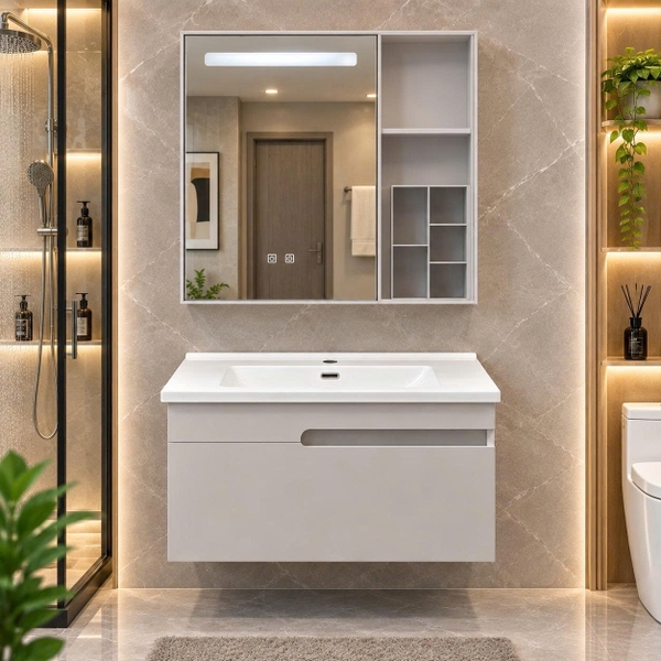 Bộ tủ chậu lavabo, tủ gương phòng tắm TC 021-80