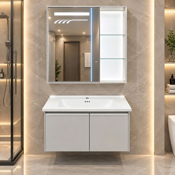 Bộ tủ chậu lavabo, tủ gương phòng tắm TC 016-80