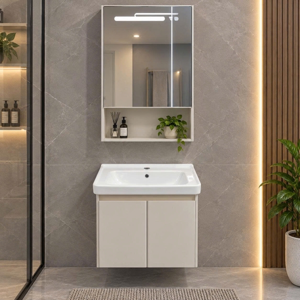 Bộ tủ chậu lavabo, tủ gương phòng tắm TC 019-50