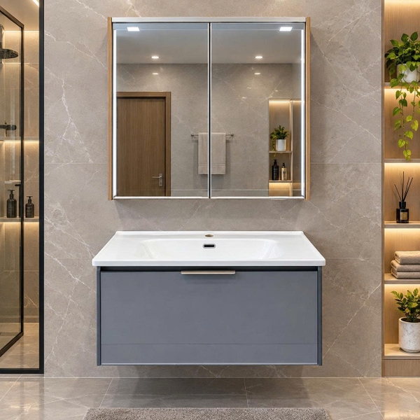 Bộ tủ chậu lavabo, tủ gương phòng tắm TC 034-100