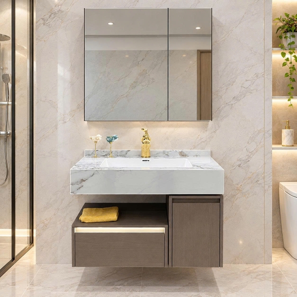 Bộ tủ chậu lavabo, tủ gương phòng tắm WL 2030
