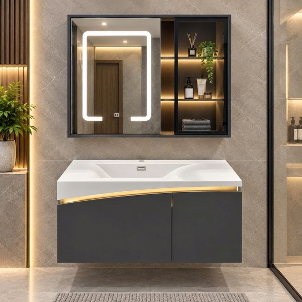 Bộ tủ chậu lavabo, tủ gương phòng tắm WL 8830