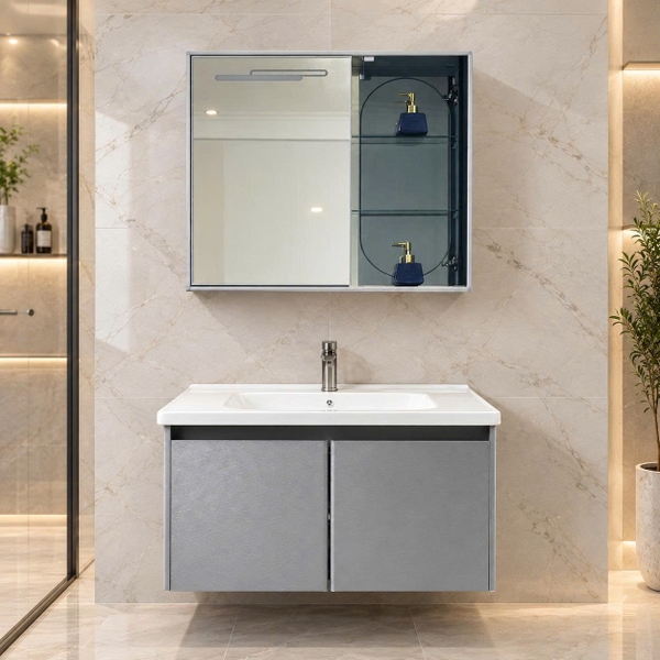 Bộ tủ chậu lavabo, tủ gương phòng tắm TC 013 - 02