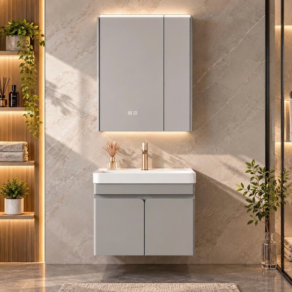 Bộ tủ chậu lavabo, tủ gương phòng tắm TC 372