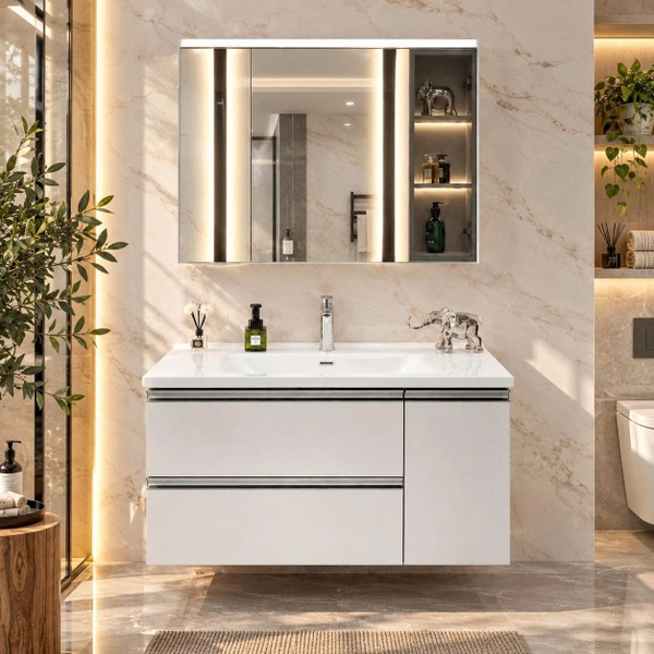 Bộ tủ chậu lavabo, tủ gương phòng tắm WL2015B