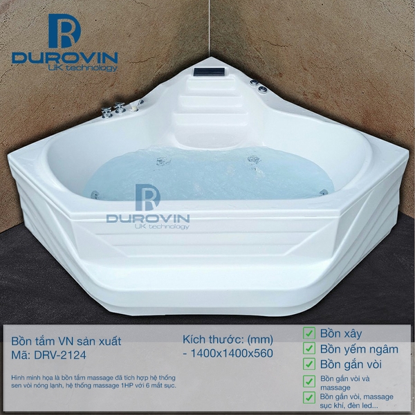 Bồn Tắm Góc DRV-2124 1m4 Chất Lượng Cao