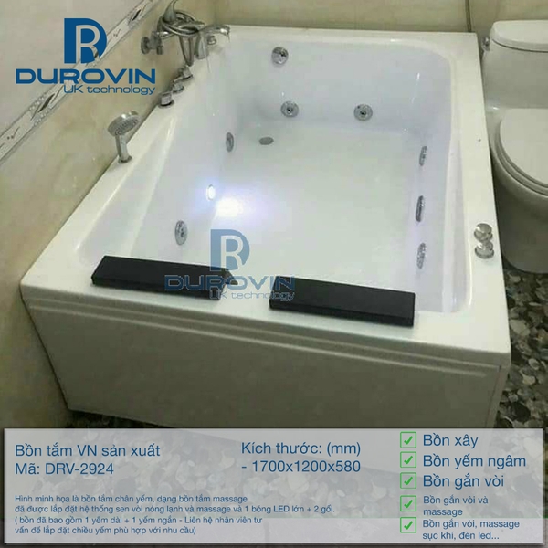 Bồn Tắm Đôi Chữ Nhật DRV-2924