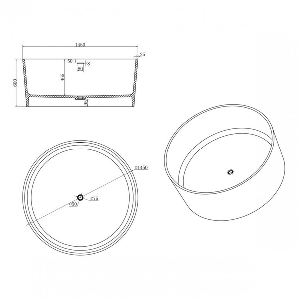 Bồn Tắm Đá Solid Suface Tròn DRV-6804