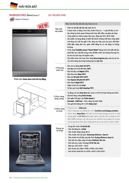 Máy rửa bát Eurosun SMS81EU19ES