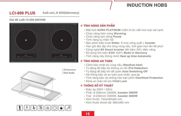 BẾP TỪ ĐÔI LORCA LCI 899 PLUS