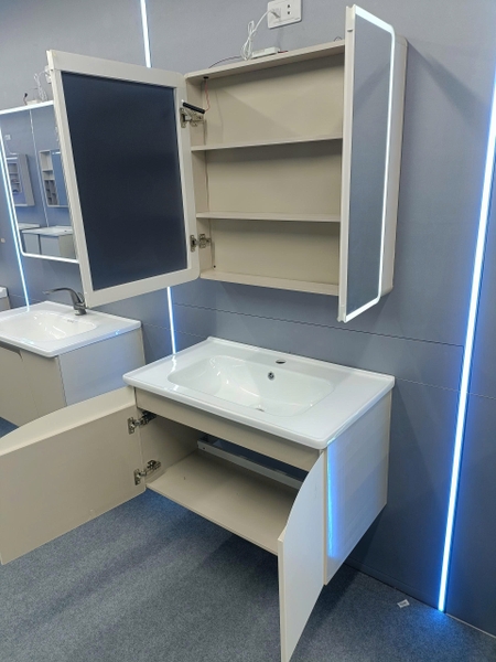 Bộ tủ chậu lavabo, tủ gương phòng tắm TC 008-80