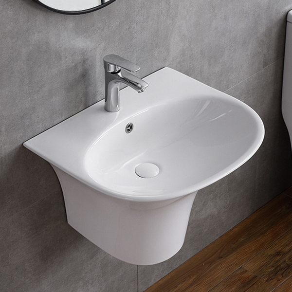 Chậu Rửa Mặt Lavabo Treo Tường Liền Chân LC02