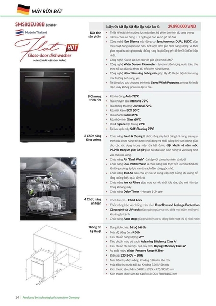 Máy rửa bát Eurosun SMS82EU88B