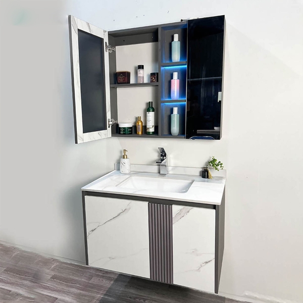 Bộ tủ chậu lavabo, tủ gương phòng tắm MW6637
