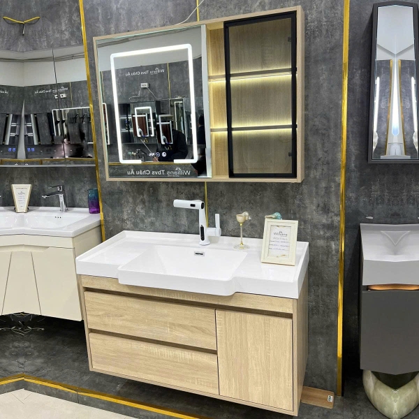 Bộ tủ chậu lavabo, tủ gương phòng tắm Wiliam