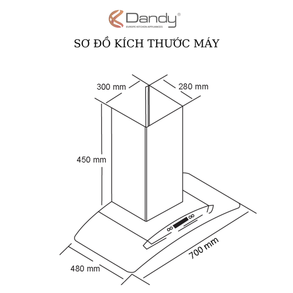 Máy hút khói khử mùi cao cấp Dandy DY-668