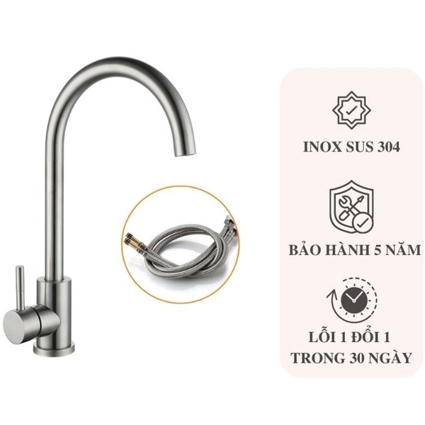 Vòi chậu rửa bát INOX 304 Tròn