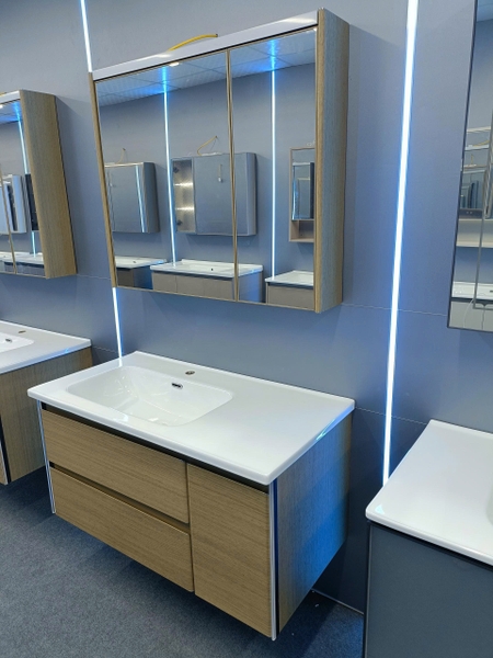Bộ tủ chậu lavabo, tủ gương phòng tắm TC 033-100