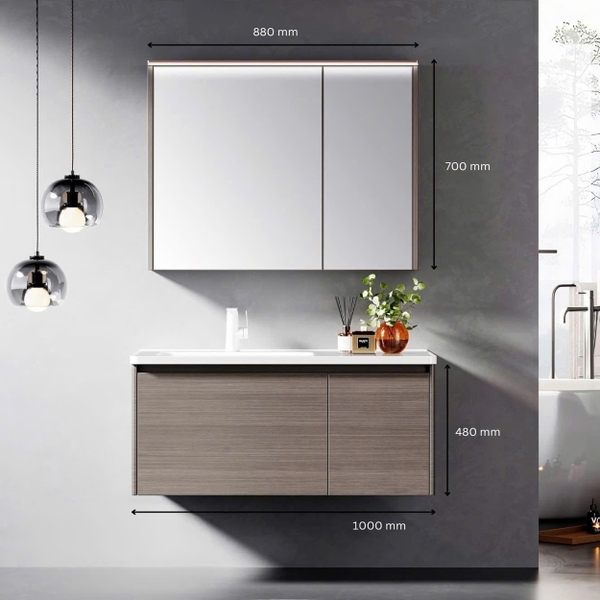 Bộ tủ chậu lavabo, tủ gương phòng tắm TC 031