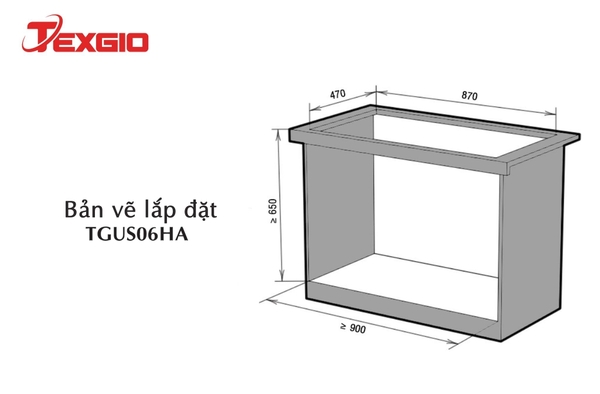Máy rửa bát Texgio Dishwasher TGUS06HA - 6 Bộ Liền Chậu Tích Hợp Rửa Sóng Siêu Âm, Sấy Khí Nóng