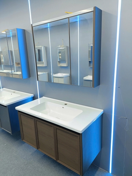Bộ tủ chậu lavabo, tủ gương phòng tắm TC 035-100