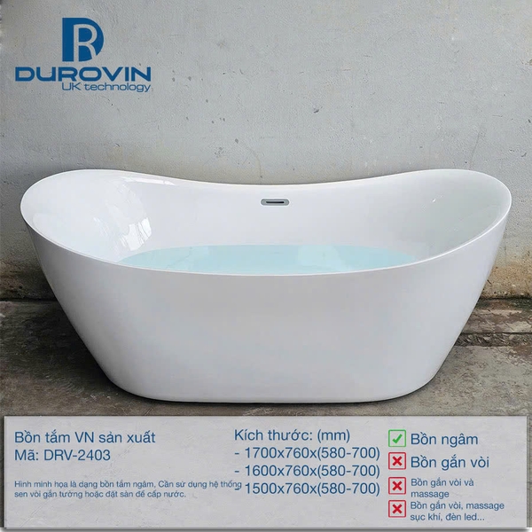 Bồn Tắm Hình Thỏi Vàng DRV-2403