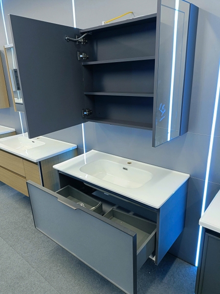 Bộ tủ chậu lavabo, tủ gương phòng tắm TC 034-100