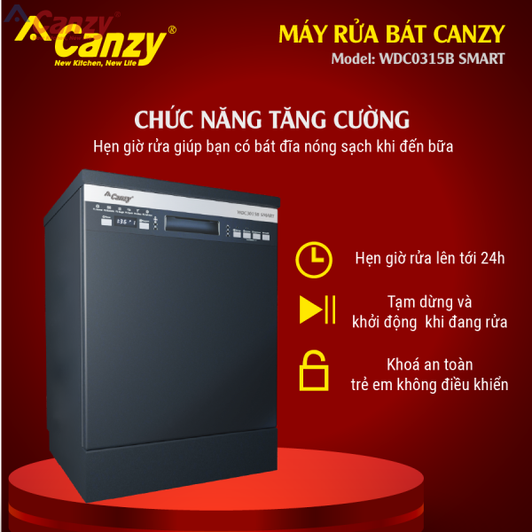Máy rửa bát canzy WDC0315B SMART