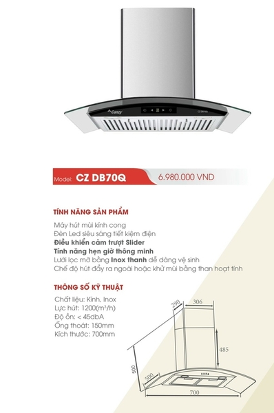 Máy hút mùi Canzy DB70Q