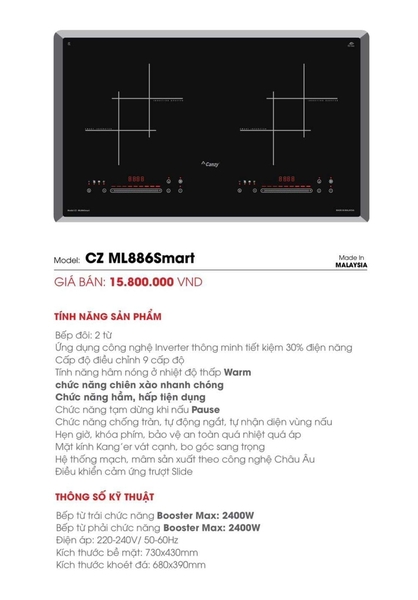 Bếp từ đôi Canzy CZ ML886Smart