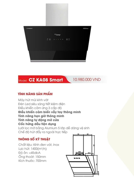 Máy hút mùi Canzy KA08 Smart