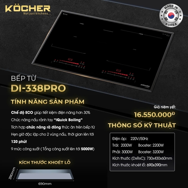 Bếp 2 từ Kocher DI 338 Pro