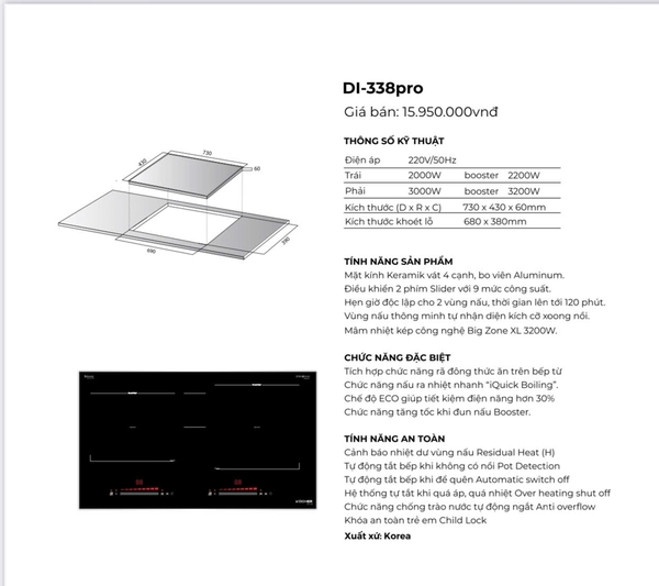 Bếp 2 từ Kocher DI 338 Pro