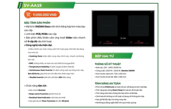 Bếp từ đôi Sevilla SV AA19