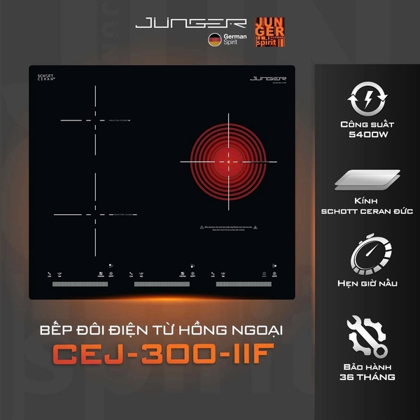 Bếp từ hồng ngoại 3 vùng nấu Junger CEJ-300-IIF