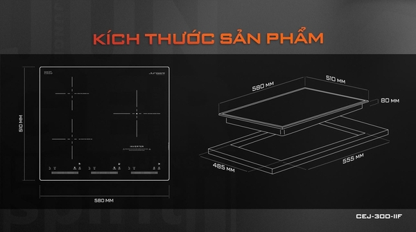 Bếp từ hồng ngoại 3 vùng nấu Junger CEJ-300-IIF