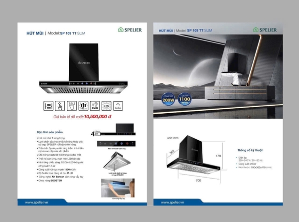 Máy hút mùi Spelier SP 109 TT Slim (Mới nhất năm 2025)