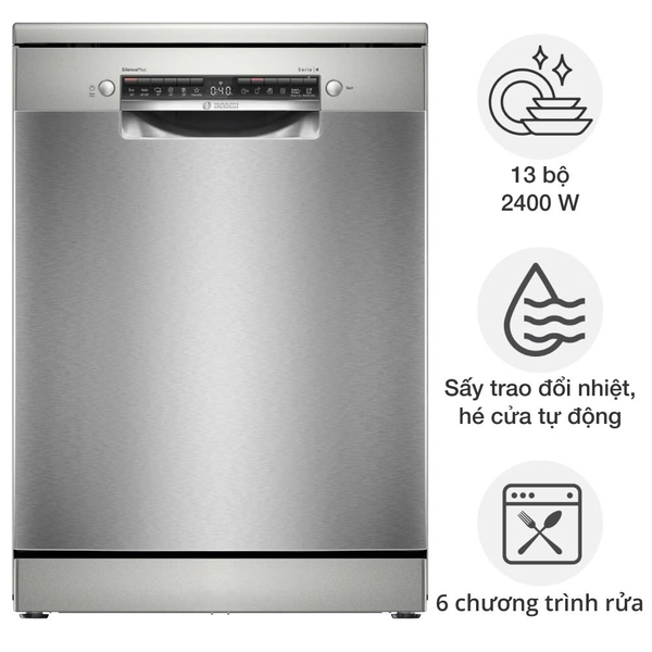 Máy rửa bát Bosch SMS4ECI26E serie 4 sấy hé cửa